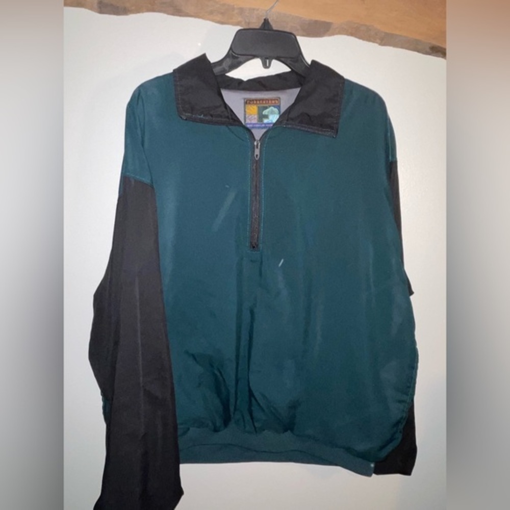Vintage Green and Black Colorblock Pullover Windbreaker - Forrester's